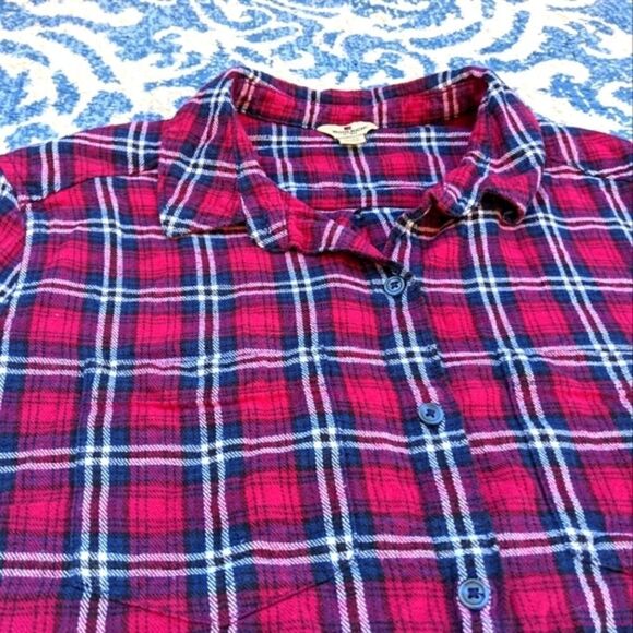 Woolwich plaid button down casual shirt berry red blue and white 100% cotton xl - Picture 1 of 11